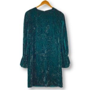 Sam Edelman Slit Sleeve Crushed Velvet Dress size 2 green prom formal